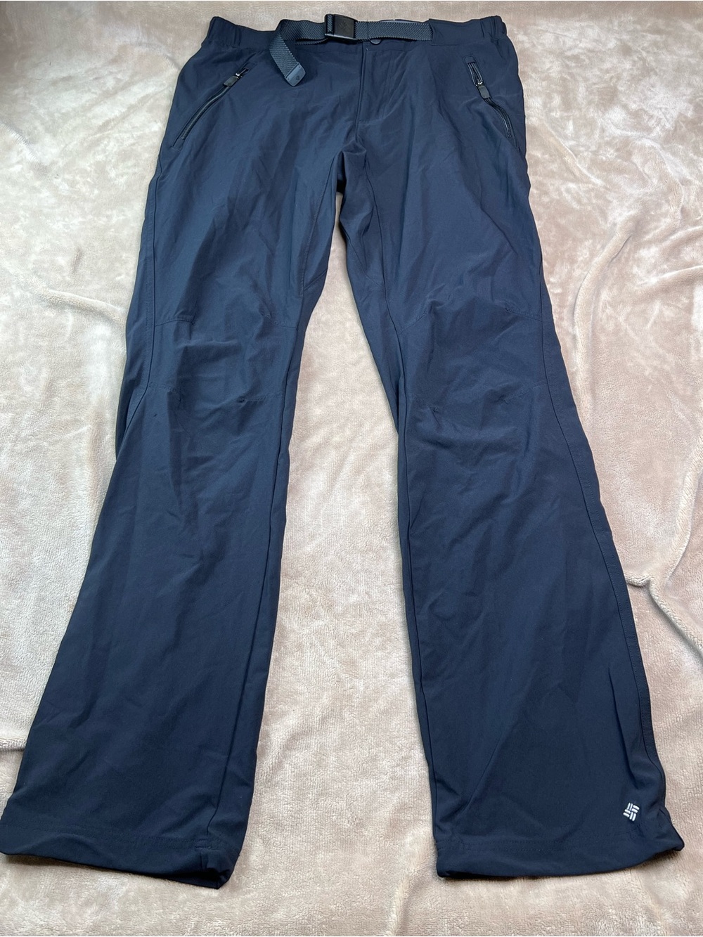 COLUMBIA Omni-Shade Black Belted Stretch Knit Canvas Hiking Pants - Size M
